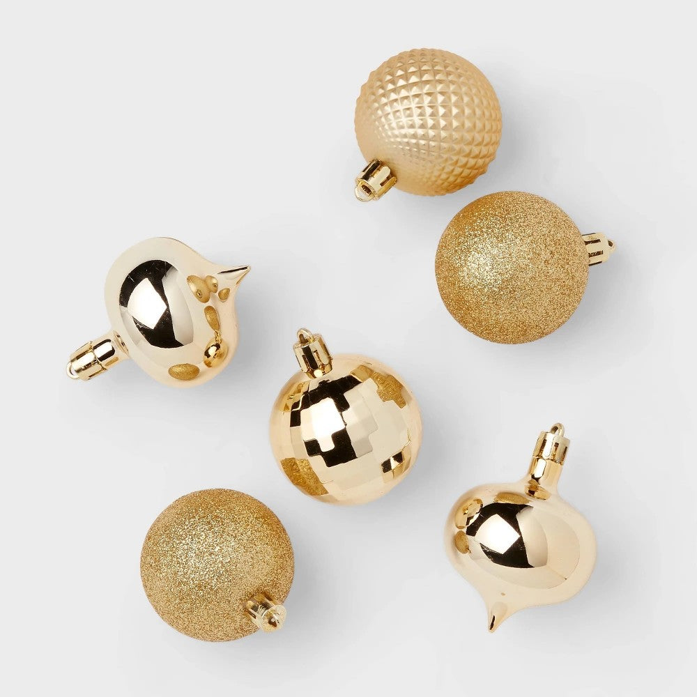 20pc Shatter-Resistant Christmas Tree Ornament Set Gold - Wondershop™ - Bellso